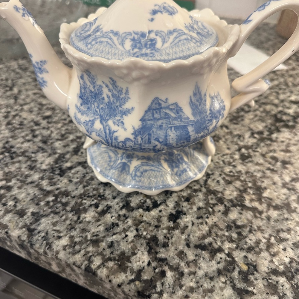 Burton & Burton Blue Toile Porcelain Teapot